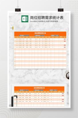 简约橙色招聘需求管理表Excel模板