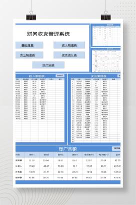 蓝色年度店铺项目财务收支管理系统Excel模板