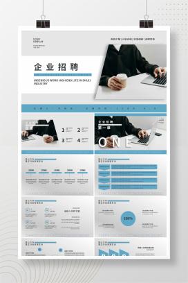 蓝色商务风企业招聘PPT模板
