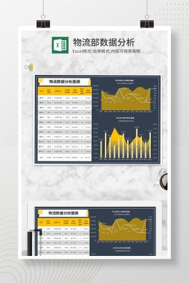 商务风物流部门数据分析图表Excel模板