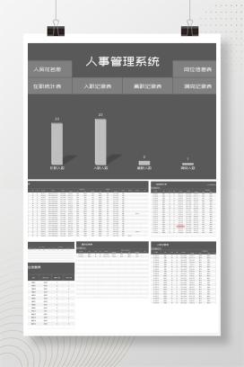 商务风灰色公司人事管理系统Excel模板