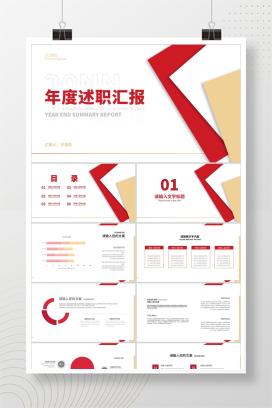 白色扁平风职场年度总结述职汇报PPT模板
