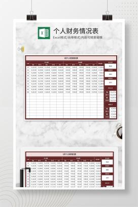 红色月度个人财务收支情况表Excel模板